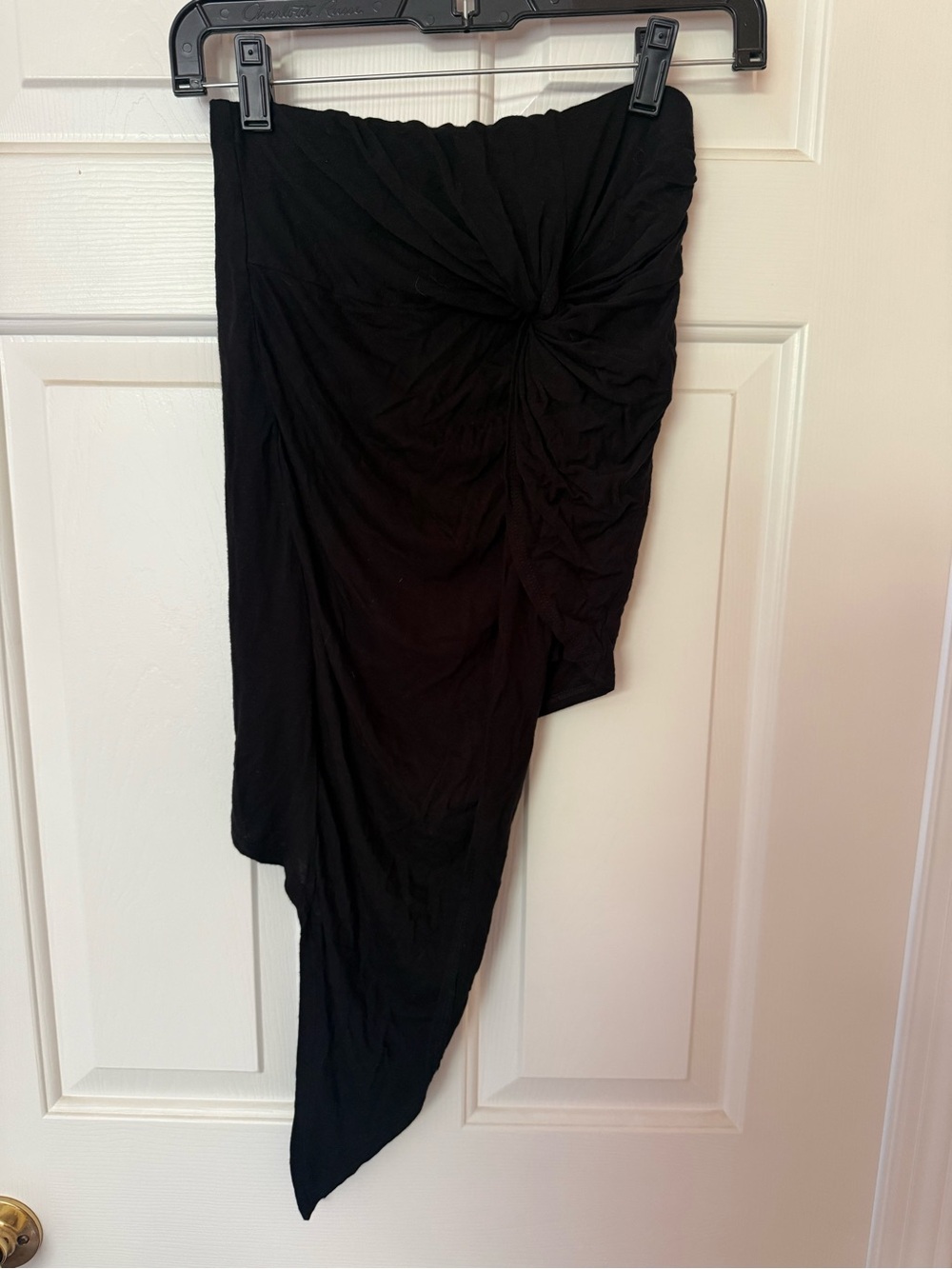 Forever 21 Black Asymmetrical Ruched Midi Skirt